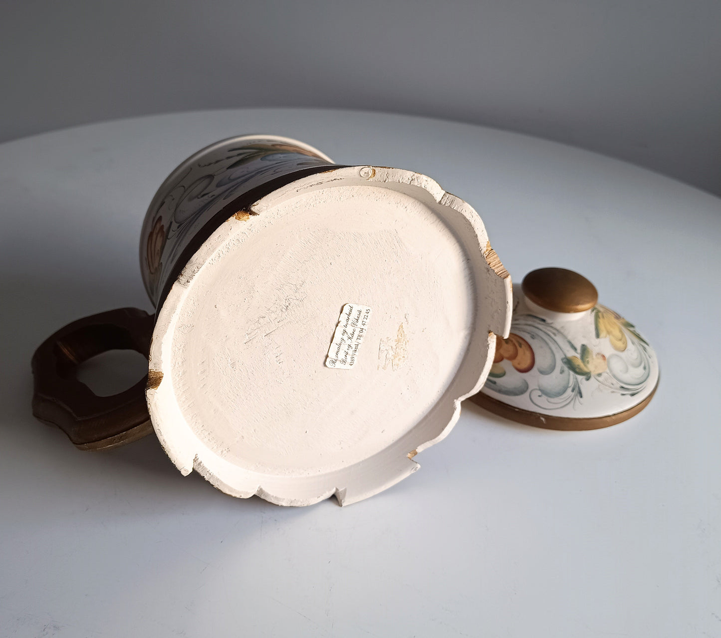 Vintage Norwegian Folk Art Wooden Lidded Beer Mug Lidded Tankard, Hand-Painted Roseling Telemark Style