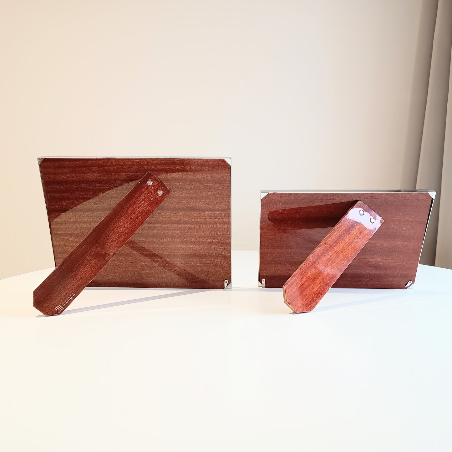 Set of 2 Midcentury Modern Vintage Felice Antonio Botta Tabletop Frames, Chrome & Wood Back