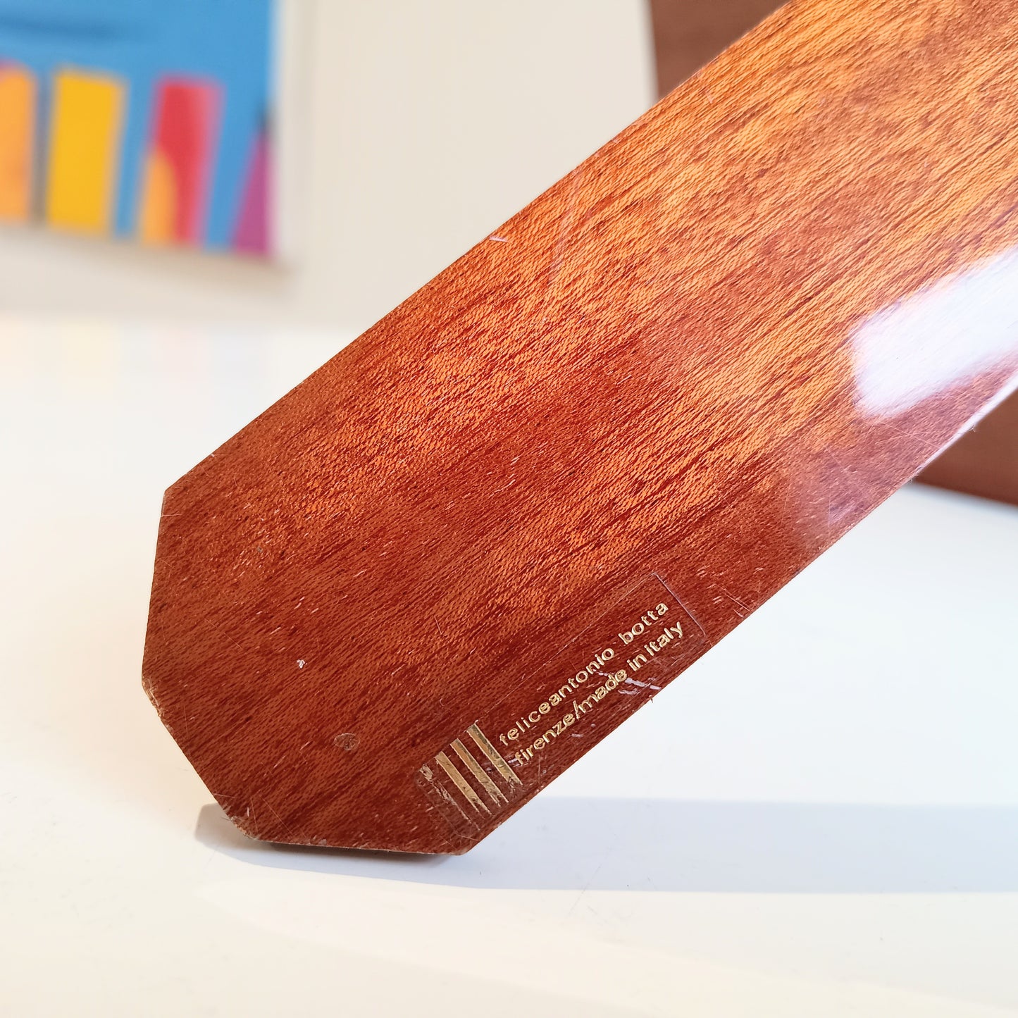 Midcentury Modern Vintage Felice Antonio Botta Tabletop Easel Frame in Chrome & Wood Laminate Back