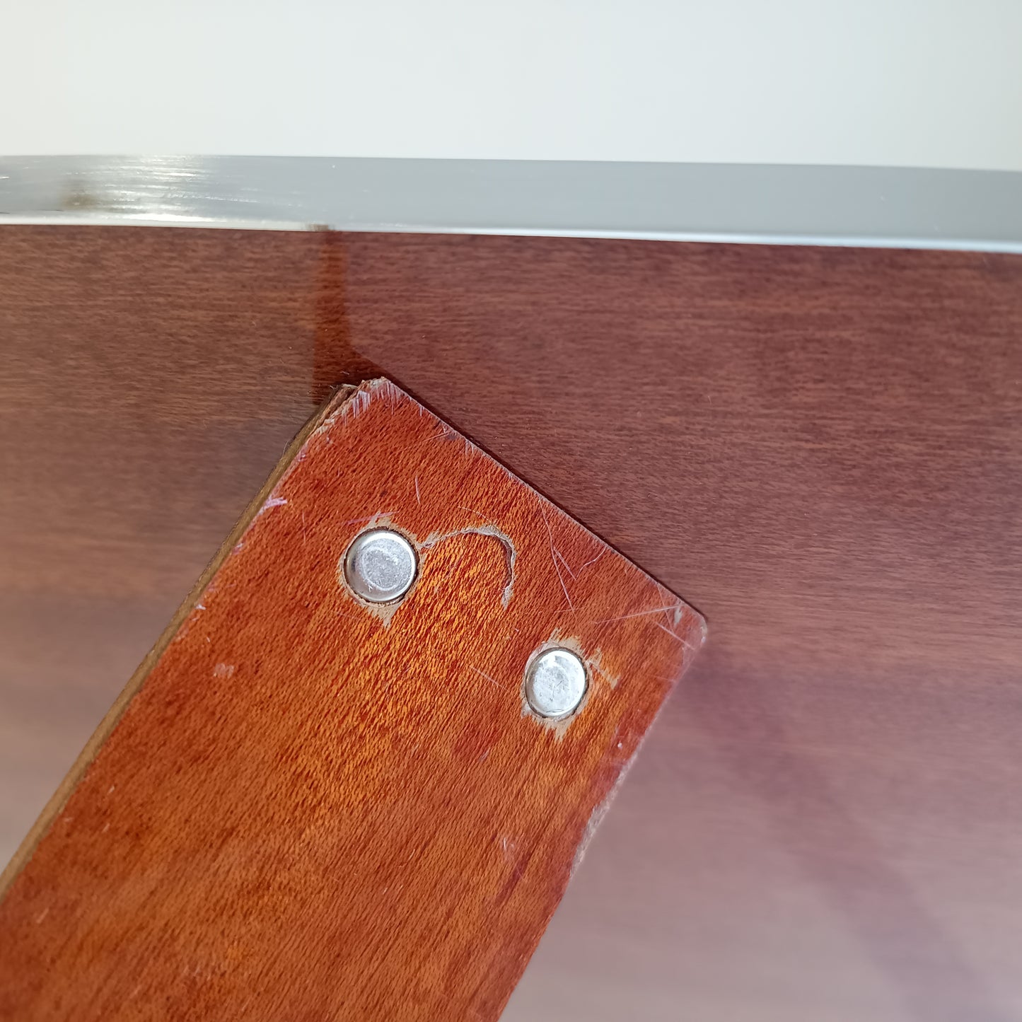 Midcentury Modern Vintage Felice Antonio Botta Tabletop Easel Frame in Chrome & Wood Laminate Back