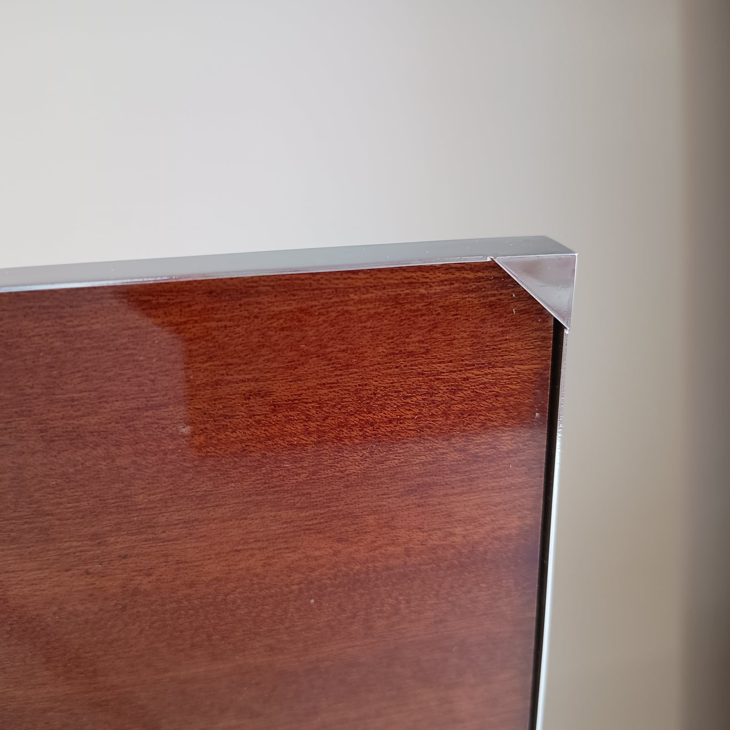 Midcentury Modern Vintage Felice Antonio Botta Tabletop Easel Frame in Chrome & Wood Laminate Back