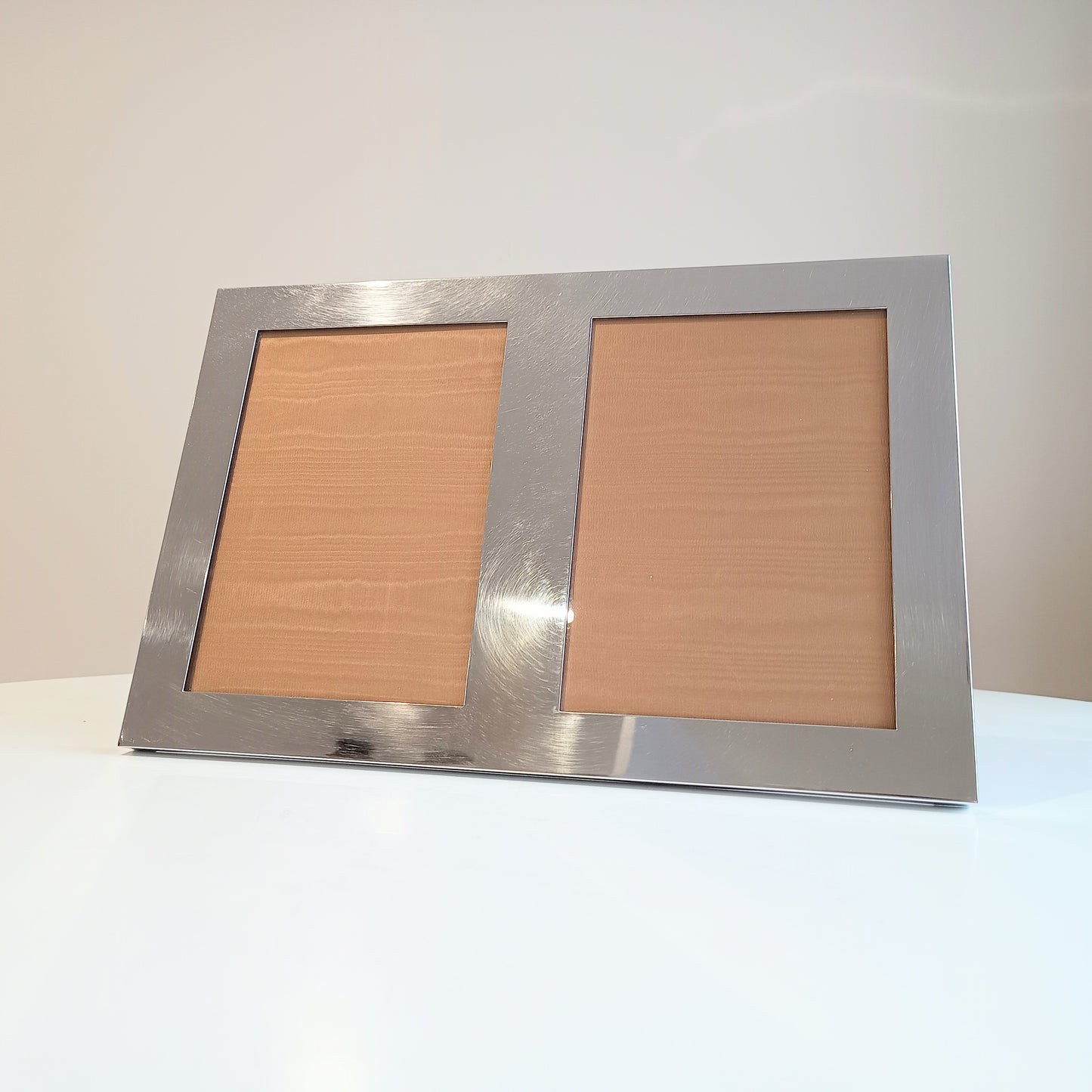 Midcentury Modern Vintage Felice Antonio Botta Tabletop Easel Frame in Chrome & Wood Laminate Back