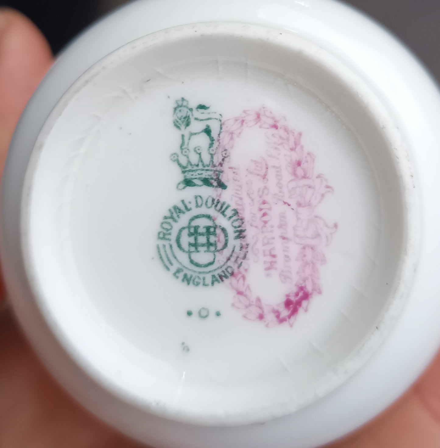 Vintage Royal Doulton Demitasse Duo Cup and Saucer, Acqua Blue and Beige, Ring Handle, c 1920