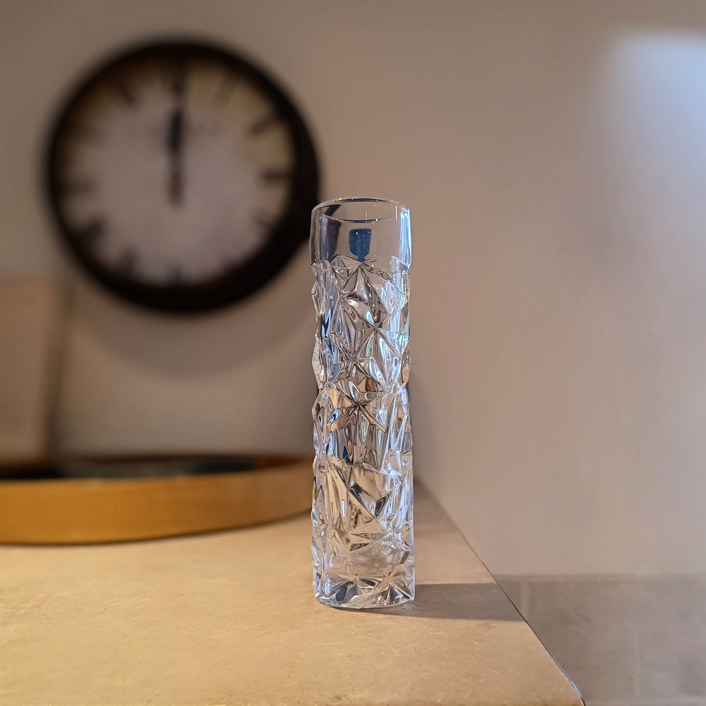 Tiffany & Co Modern Crystal Glass Vase 20 cm 8 inches Cut Rock Design 1990s