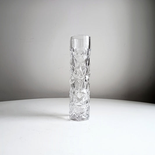 Tiffany & Co Modern Crystal Glass Vase 20 cm 8 inches Cut Rock Design 1990s