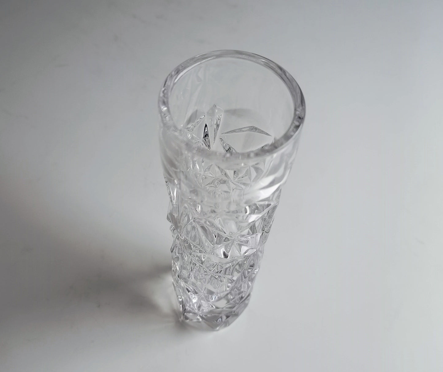 Tiffany & Co Modern Crystal Glass Vase 20 cm 8 inches Cut Rock Design 1990s