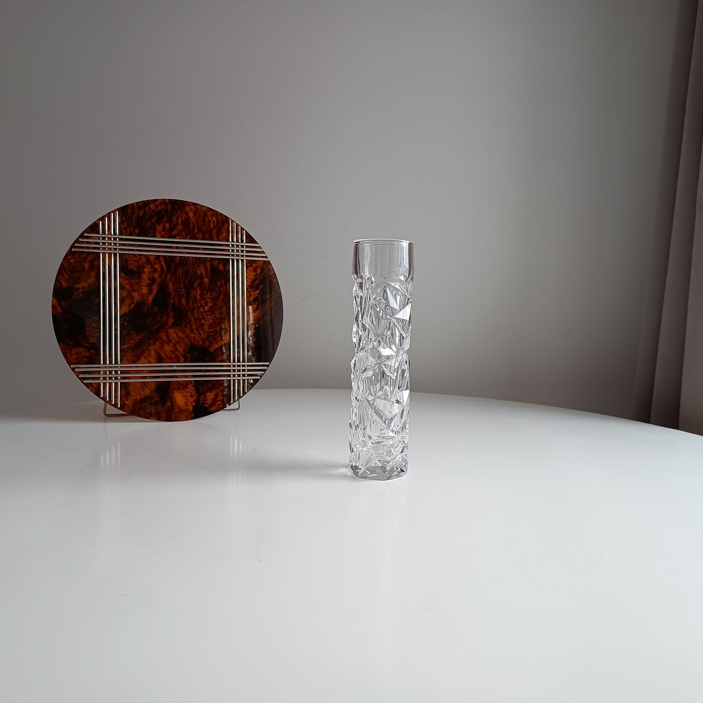 Tiffany & Co Modern Crystal Glass Vase 20 cm 8 inches Cut Rock Design 1990s