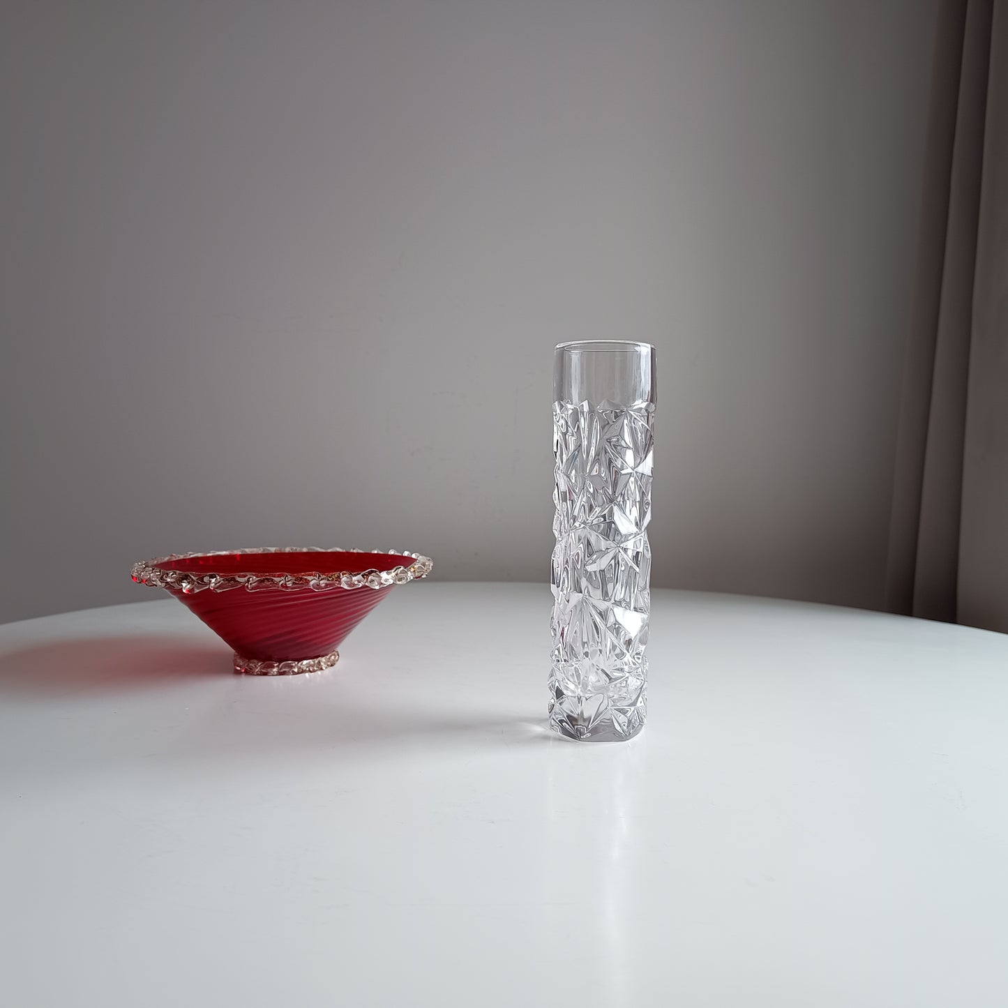 Tiffany & Co Modern Crystal Glass Vase 20 cm 8 inches Cut Rock Design 1990s