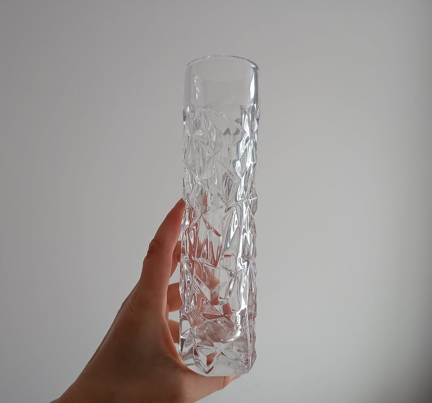 Tiffany & Co Modern Crystal Glass Vase 20 cm 8 inches Cut Rock Design 1990s