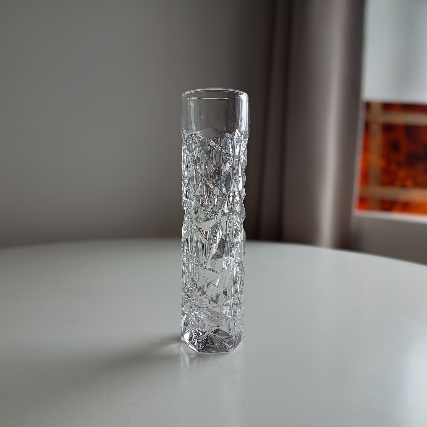 Tiffany & Co Modern Crystal Glass Vase 20 cm 8 inches Cut Rock Design 1990s