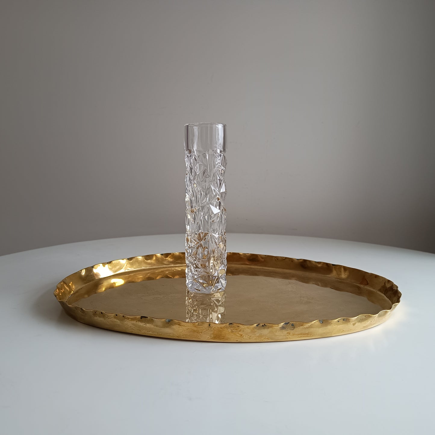 Tiffany & Co Modern Crystal Glass Vase 20 cm 8 inches Cut Rock Design 1990s