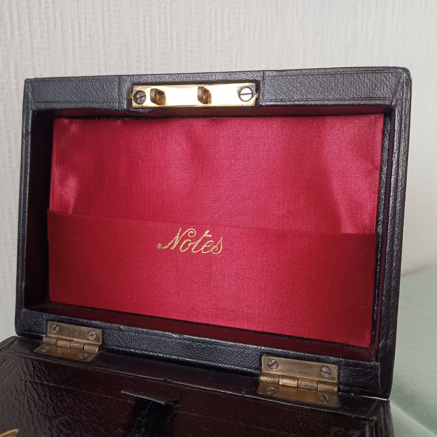 Black Victorian Gold and Silver Bullion / Coins Cash or Jewellery Box: Embossed Gold Letters