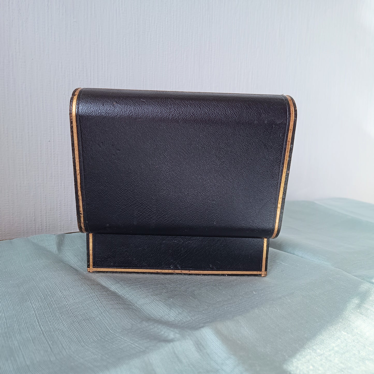 Black Victorian Gold and Silver Bullion / Coins Cash or Jewellery Box: Embossed Gold Letters