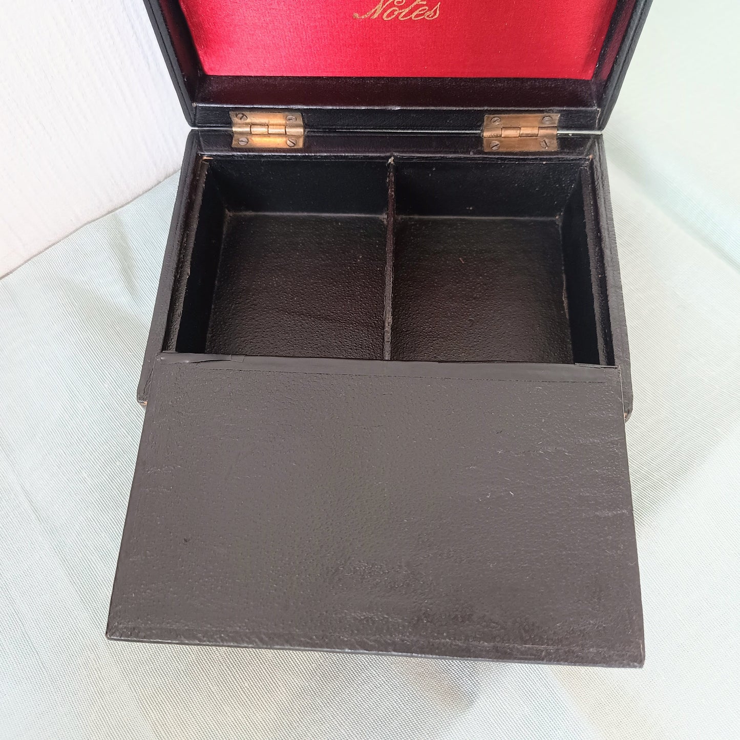 Black Victorian Gold and Silver Bullion / Coins Cash or Jewellery Box: Embossed Gold Letters