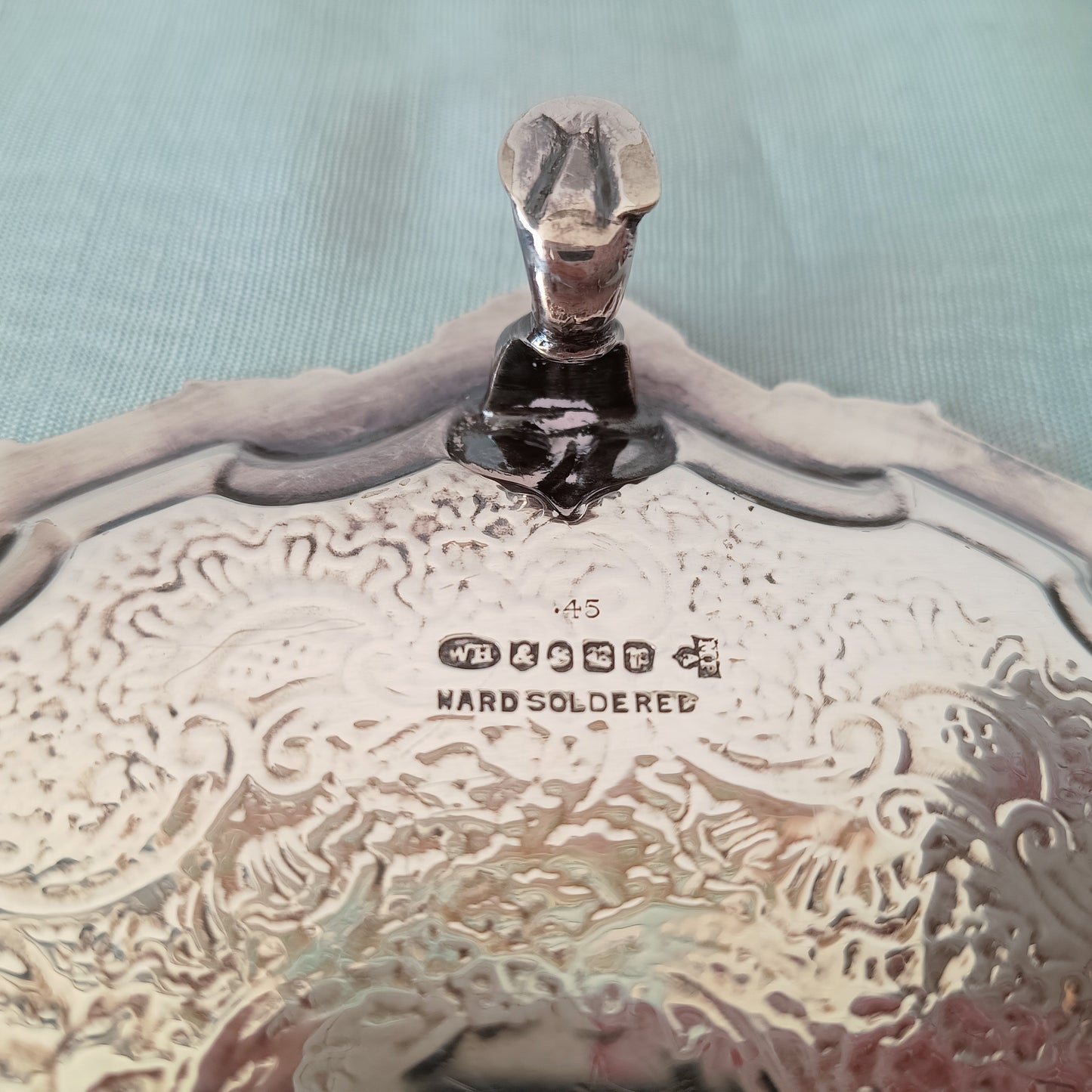 Georgian Style Silver Plate Footed Salver or Small Drinks Tray, William Hutton England 1890