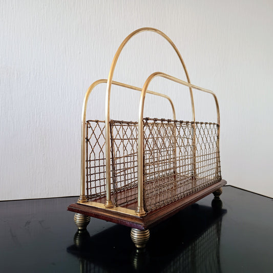 Arts And Craft S Hall Brass And Mahogany Paper Stand Or Magazine Rack 1890 1910