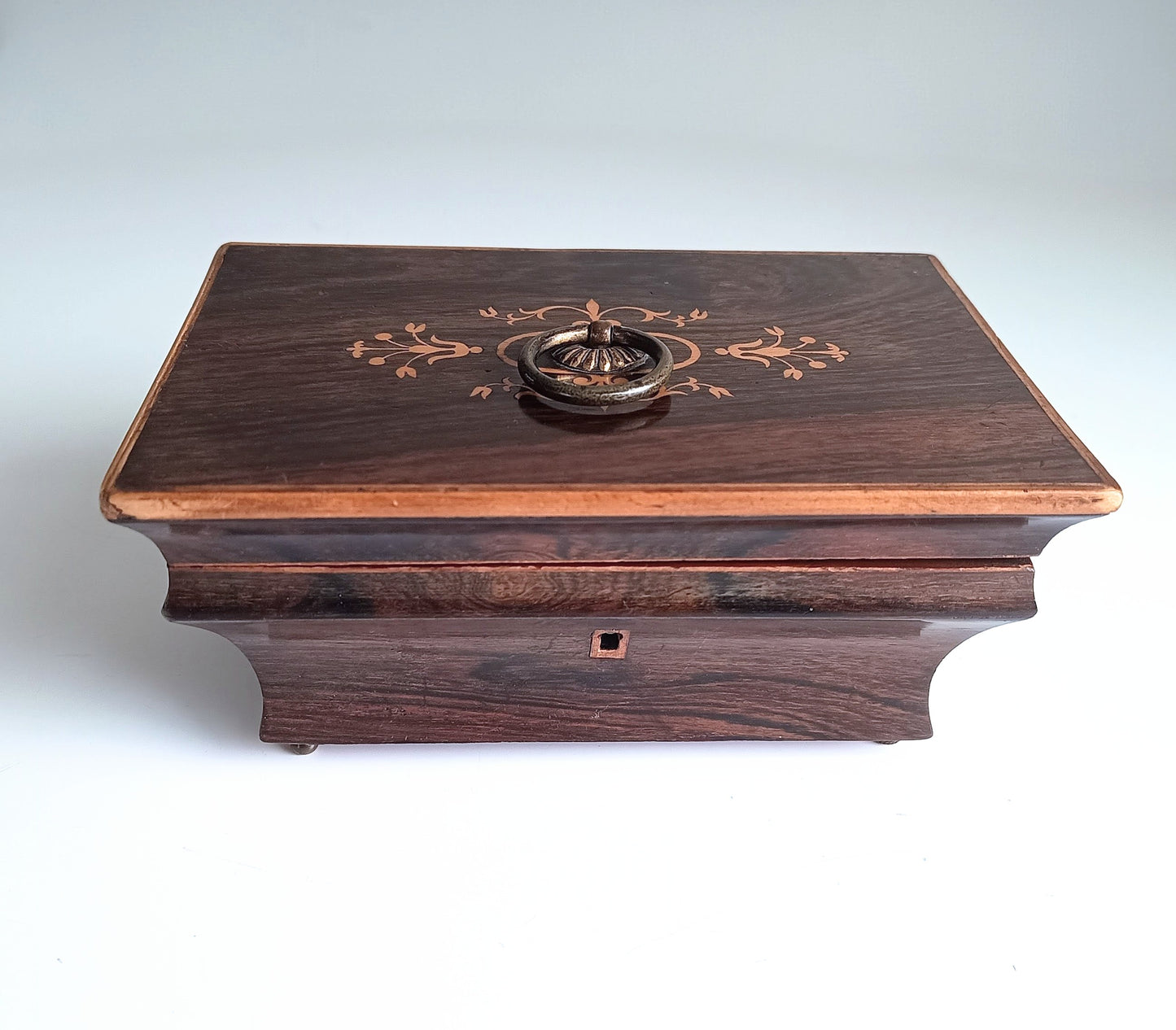 Antique French Jewellery Box or Casket, Marquetry Lid, Paris, Palais-Royal, c 1840
