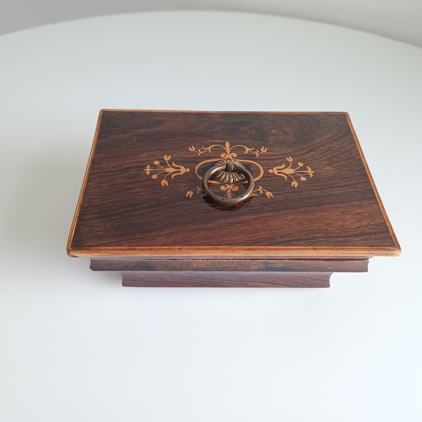 Antique French Jewellery Box or Casket, Marquetry Lid, Paris, Palais-Royal, c 1840