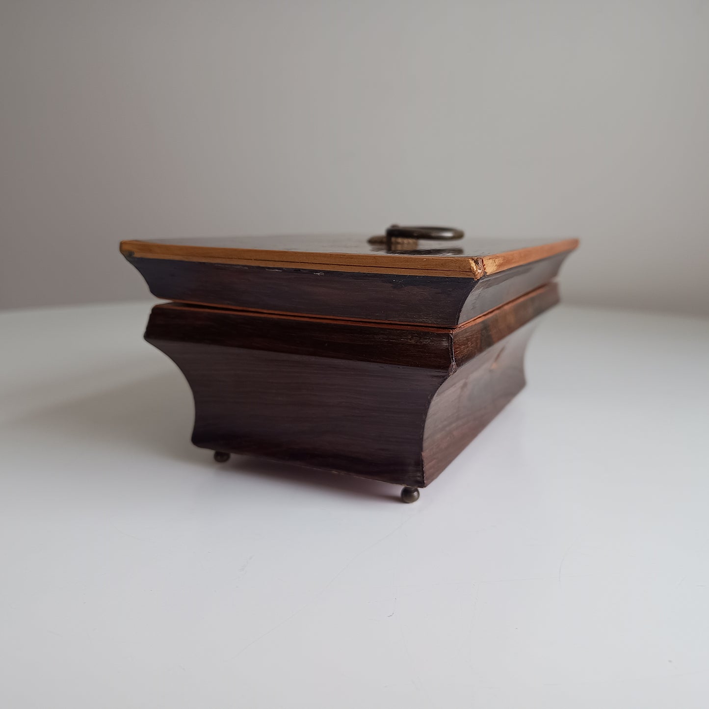 Antique French Jewellery Box or Casket, Marquetry Lid, Paris, Palais-Royal, c 1840