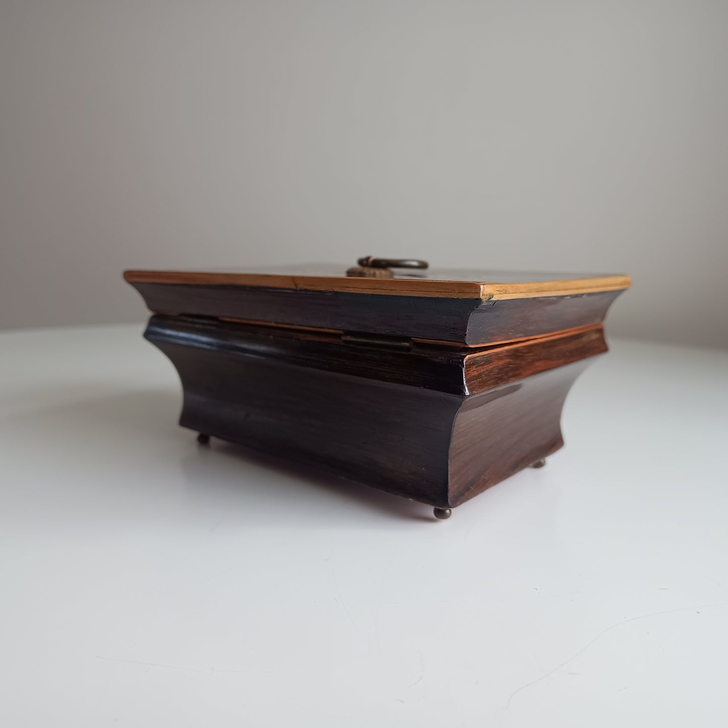 Antique French Jewellery Box or Casket, Marquetry Lid, Paris, Palais-Royal, c 1840