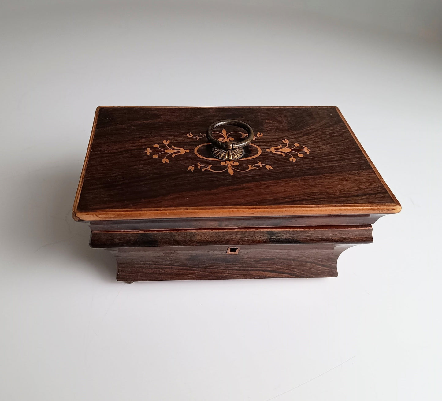 Antique French Jewellery Box or Casket, Marquetry Lid, Paris, Palais-Royal, c 1840