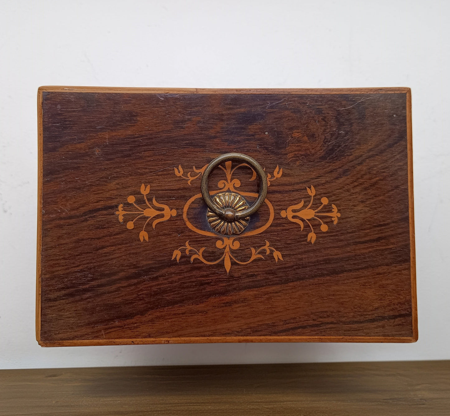 Antique French Jewellery Box or Casket, Marquetry Lid, Paris, Palais-Royal, c 1840