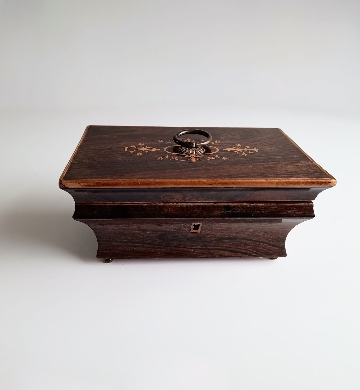 Antique French Jewellery Box or Casket, Marquetry Lid, Paris, Palais-Royal, c 1840