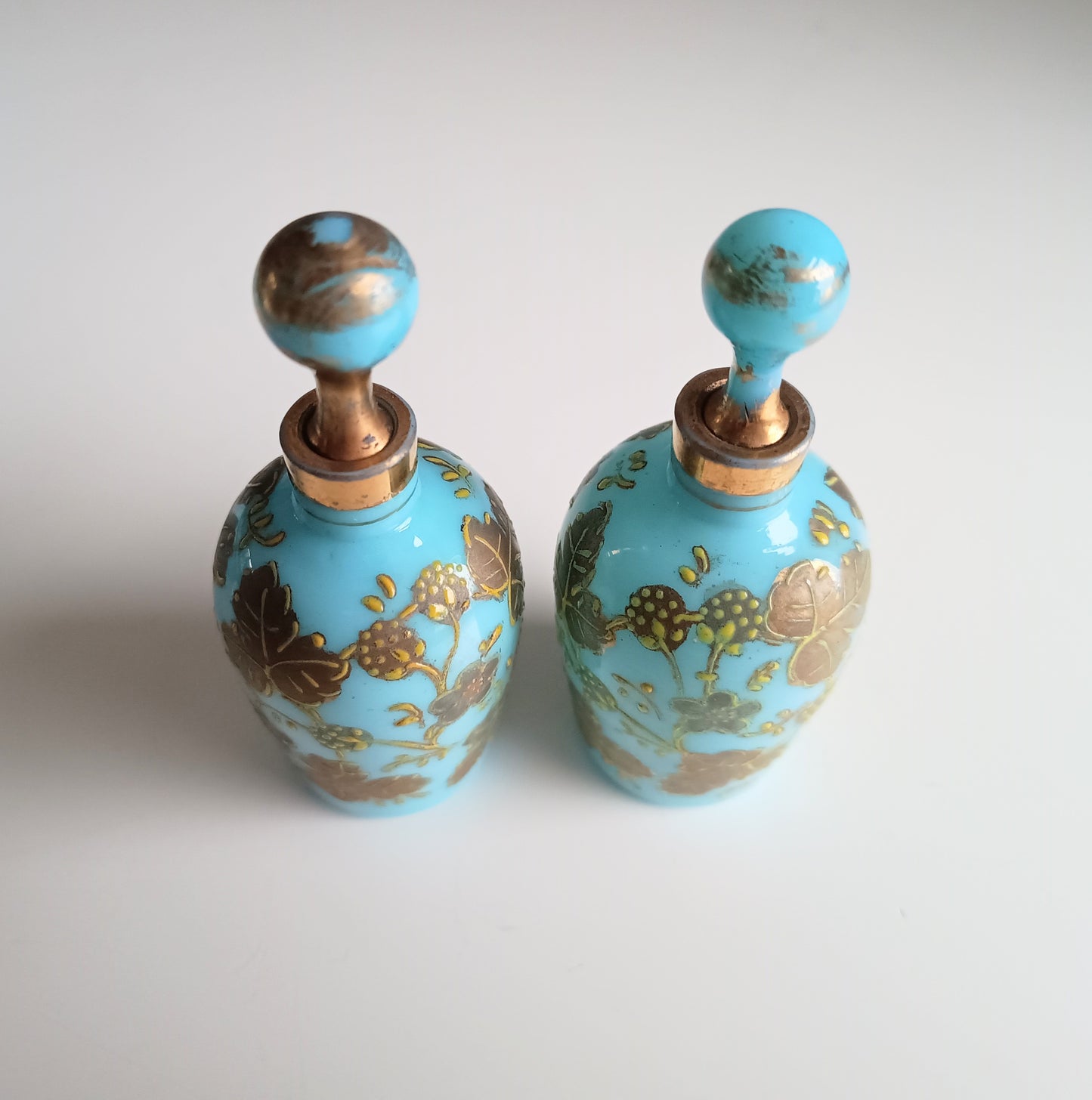 Opaline Glass Set: Perfume Bottles, Rouge Jar & Tray, Palais-Royal Baccarat circle, France