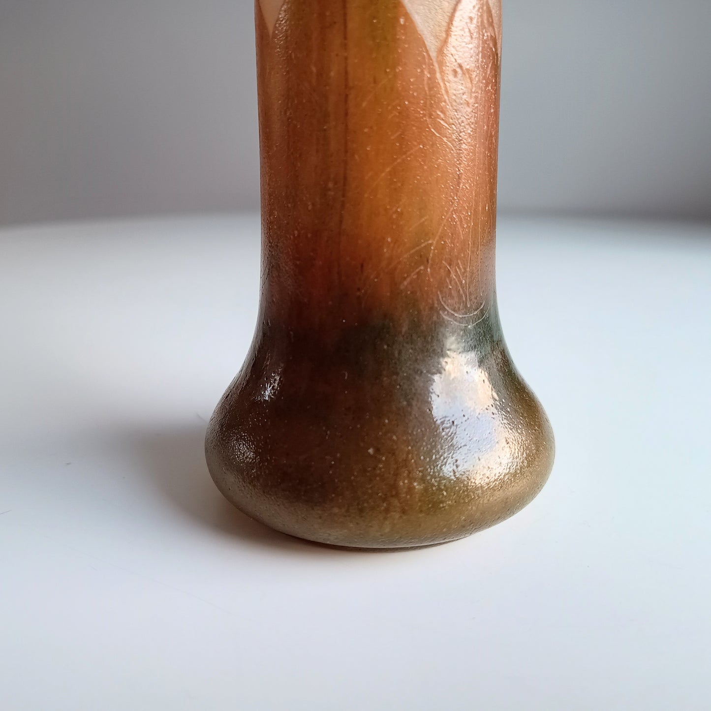 French Art Nouveau Cameo Glass Solifleur Vase, Nancy School c.1900 – Satin Etched, Earth Tones