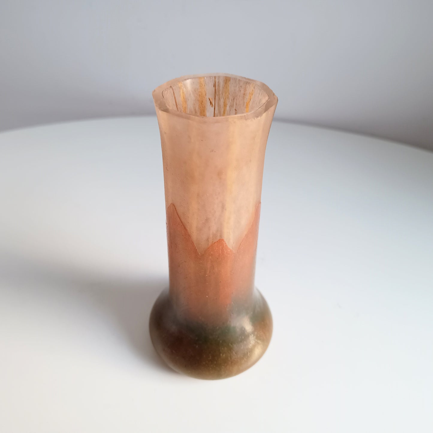 French Art Nouveau Cameo Glass Solifleur Vase, Nancy School c.1900 – Satin Etched, Earth Tones