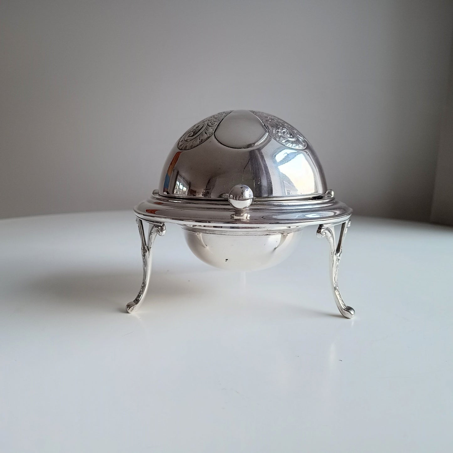 Silver Plated Rollover Domed Caviar Presentoire, Footed Butter Dish: H Hobson, Belle Epoque