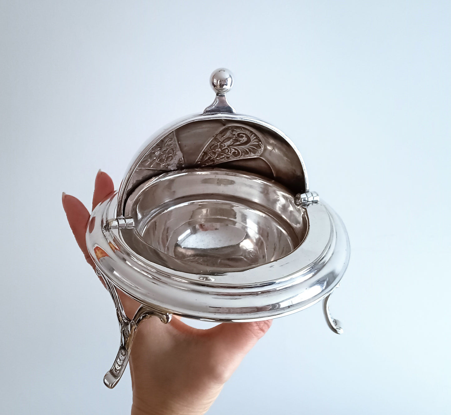 Silver Plated Rollover Domed Caviar Presentoire, Footed Butter Dish: H Hobson, Belle Epoque