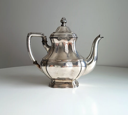 Antique Swedish Silver Plate Gustavian Revival Teapot: Erik Homan, Alpacca EH mark c 1900