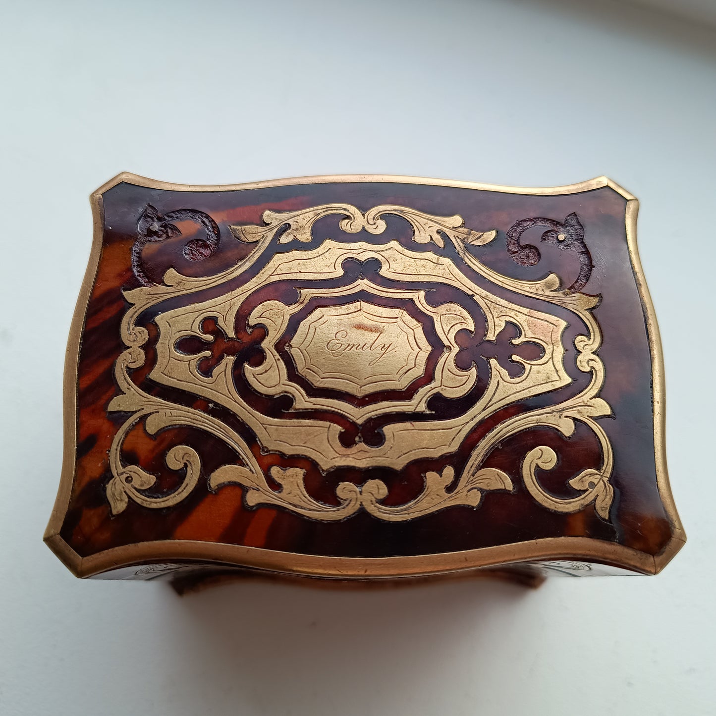 Antique French Palais Royale Perfume Bottle Casket: Boulle Style, Baccarat, France 19th cent