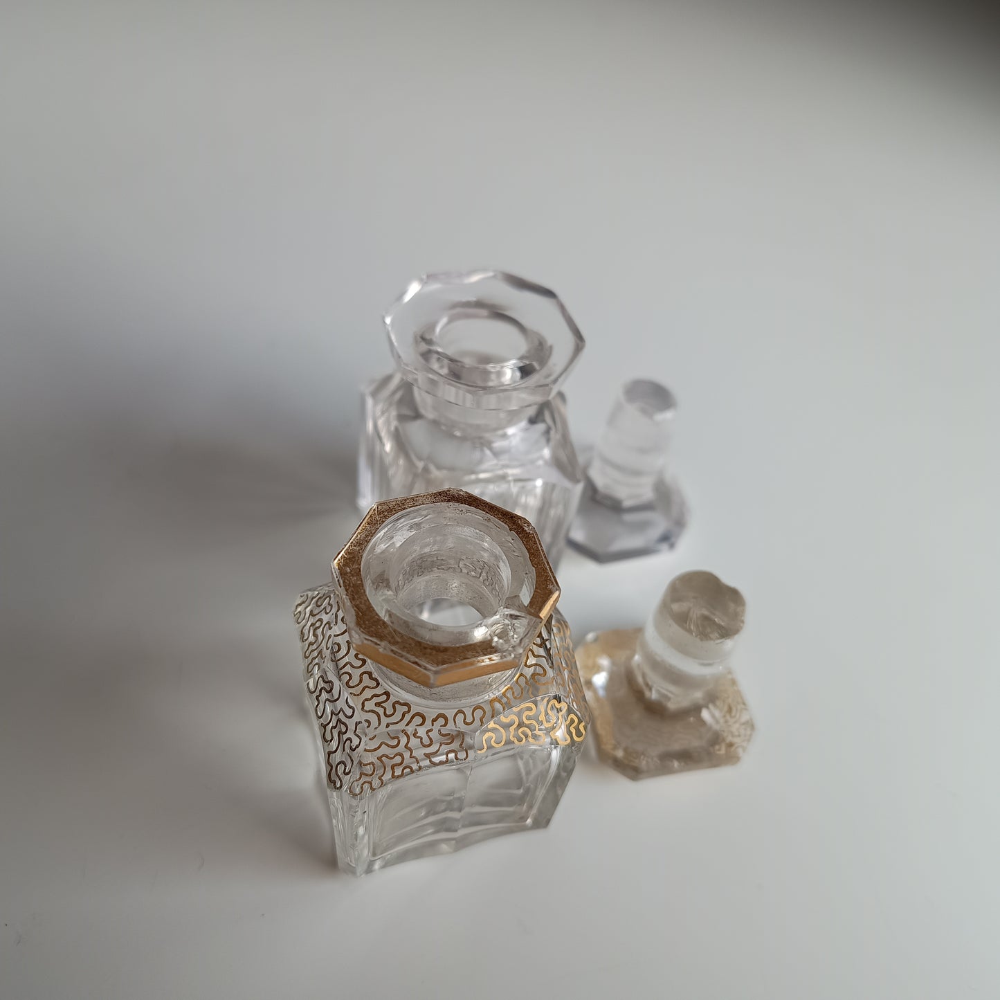 Antique French Palais Royale Perfume Bottle Casket: Boulle Style, Baccarat, France 19th cent