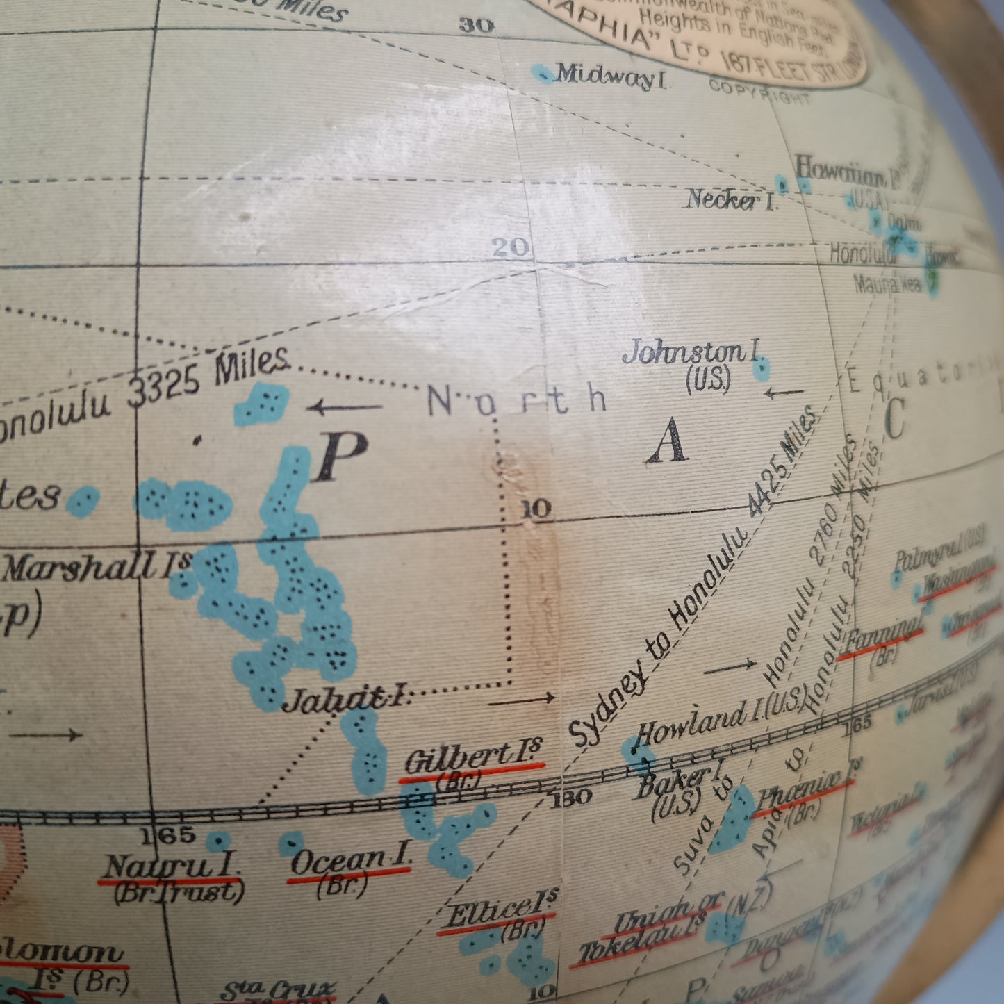 Art Deco Geographia 1947 10 Inch Globe: Final Year Of British Raj, Bakelite Jelly Mold Base, Steamer Routes