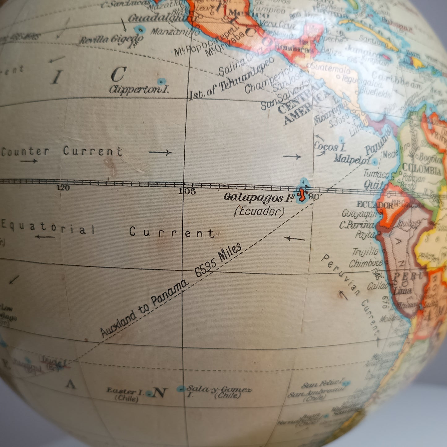 Art Deco Geographia 1947 10 Inch Globe: Final Year Of British Raj, Bakelite Jelly Mold Base, Steamer Routes