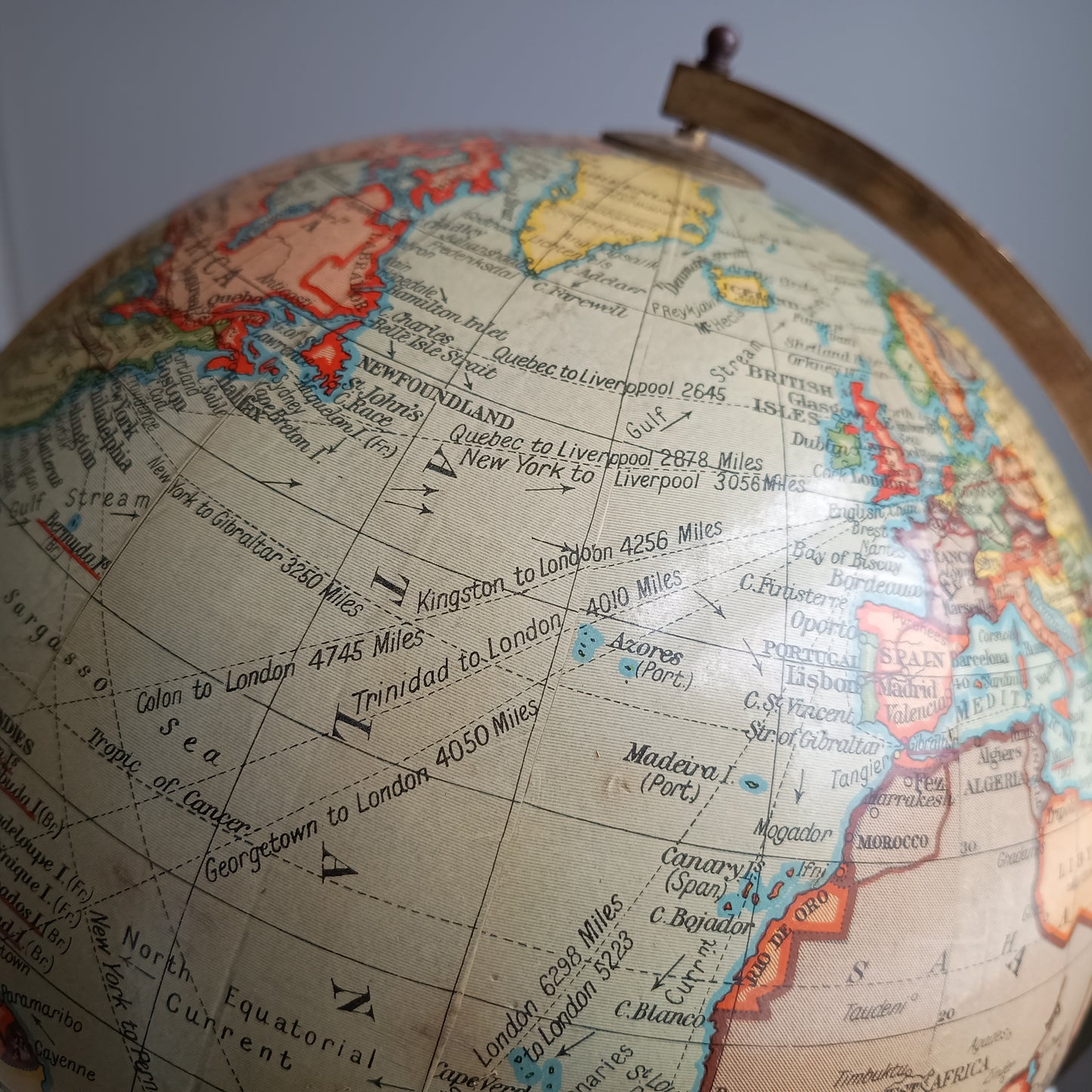 Art Deco Geographia 1947 10 Inch Globe: Final Year Of British Raj, Bakelite Jelly Mold Base, Steamer Routes