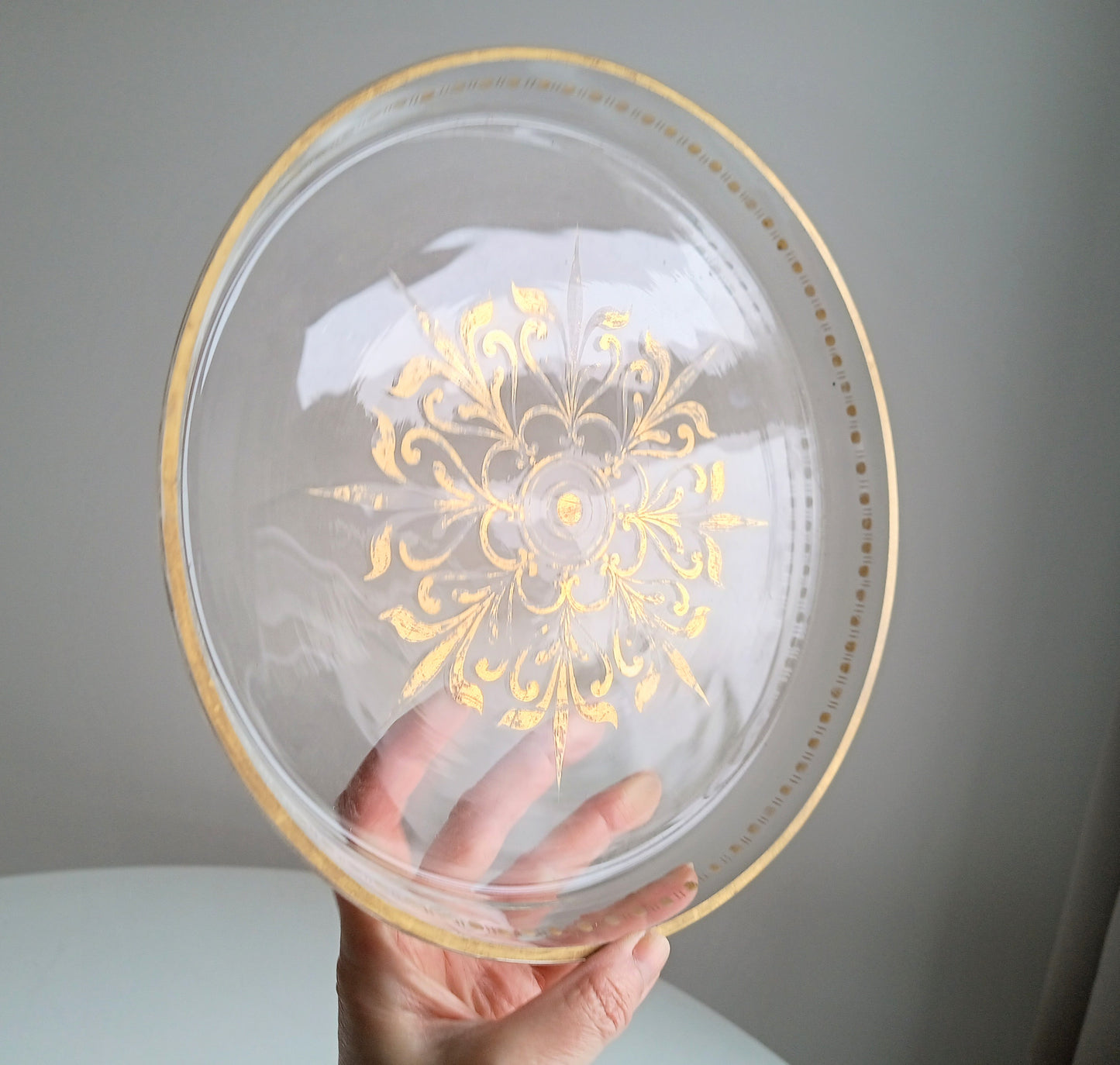 Antique French Aperitif Drinks Service: Tray, Tazza & 2 Glasses: Engraved Garlands, Gilt Decor, Belle Epoque
