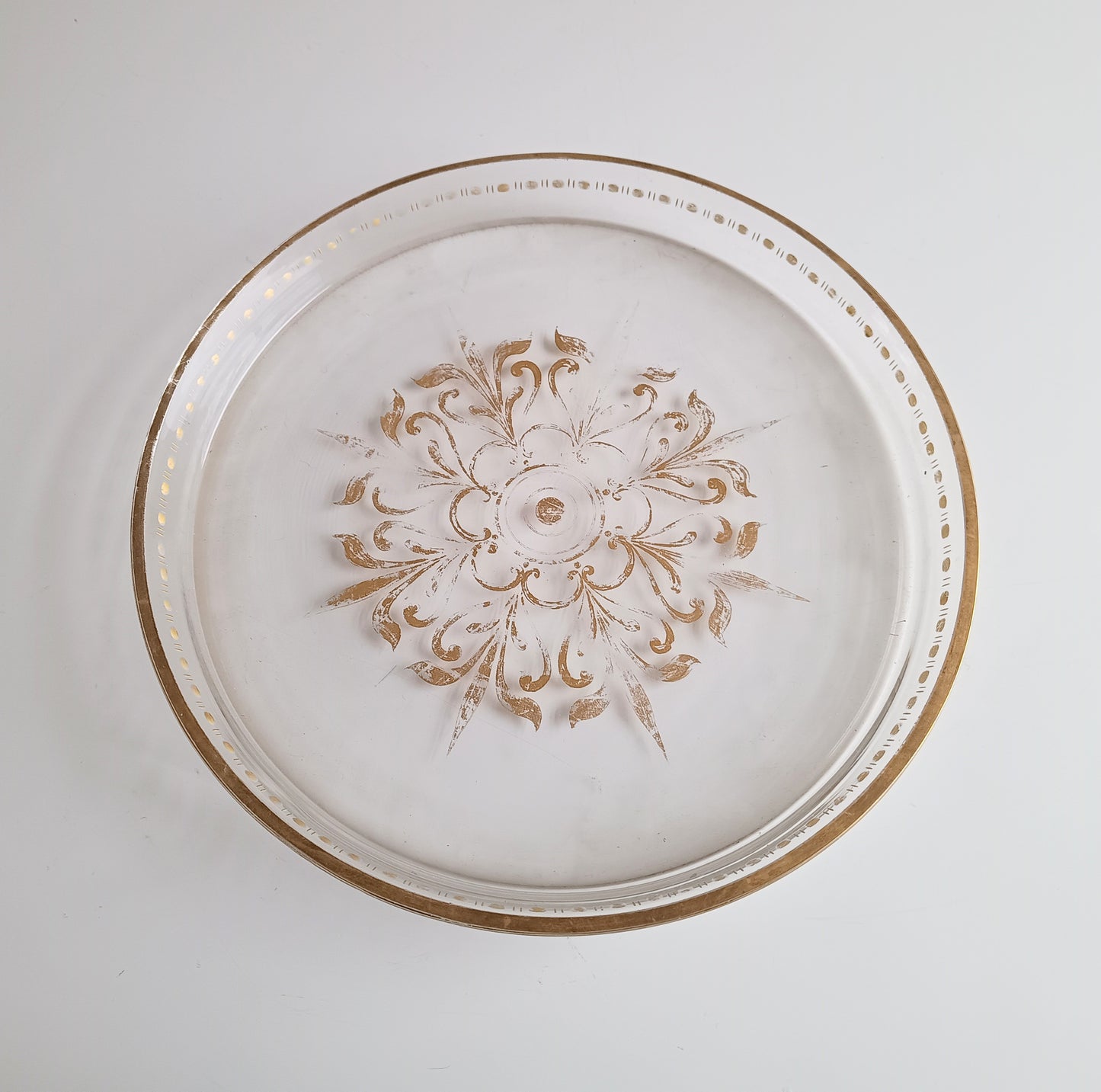 Antique French Aperitif Drinks Service: Tray, Tazza & 2 Glasses: Engraved Garlands, Gilt Decor, Belle Epoque