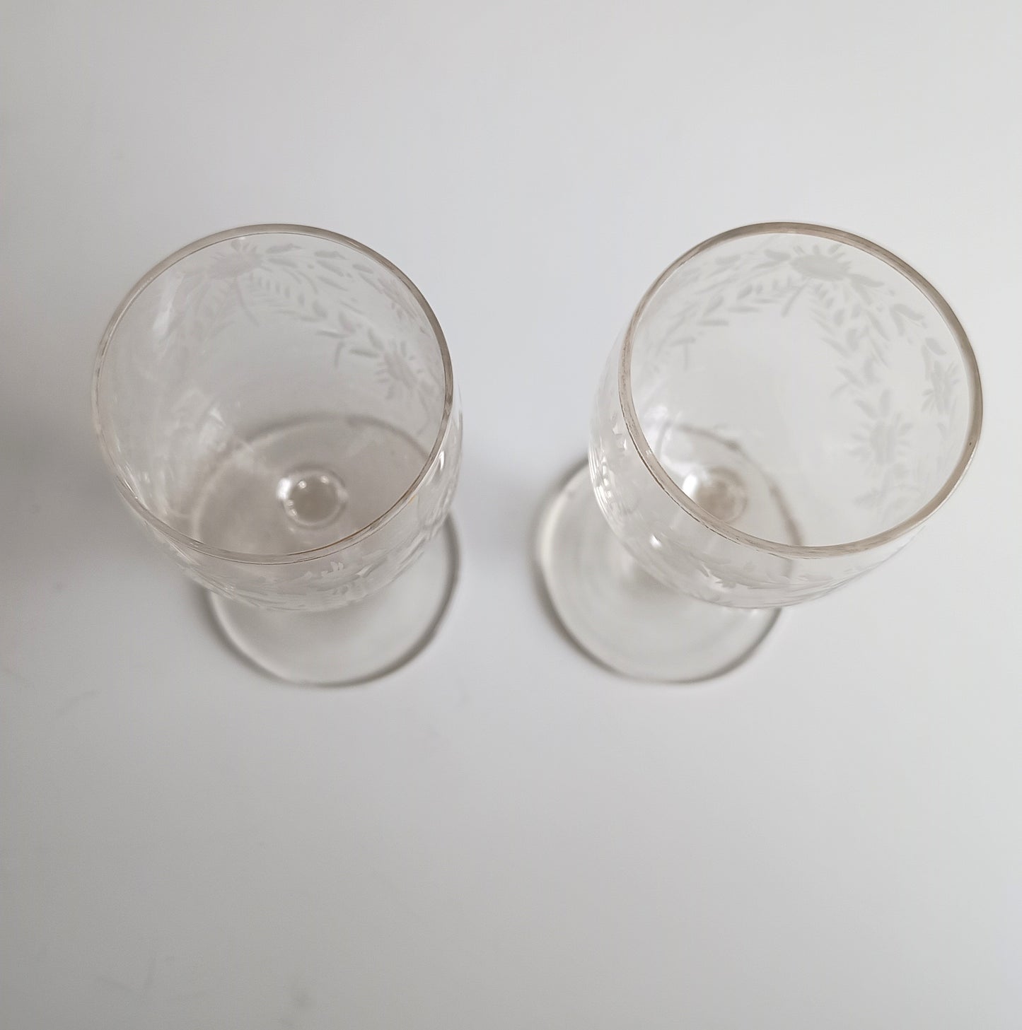 Antique French Aperitif Drinks Service: Tray, Tazza & 2 Glasses: Engraved Garlands, Gilt Decor, Belle Epoque