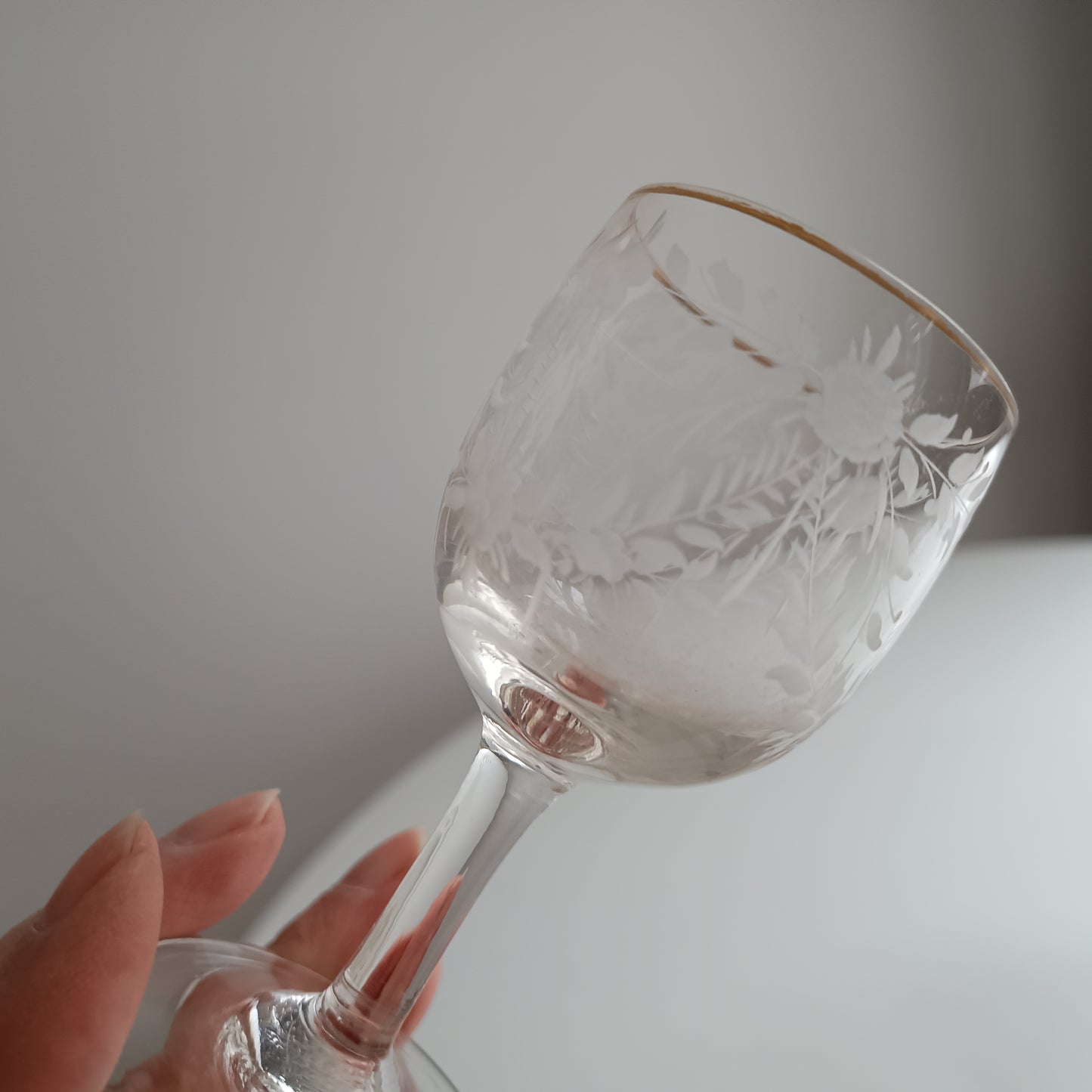 Antique French Aperitif Drinks Service: Tray, Tazza & 2 Glasses: Engraved Garlands, Gilt Decor, Belle Epoque