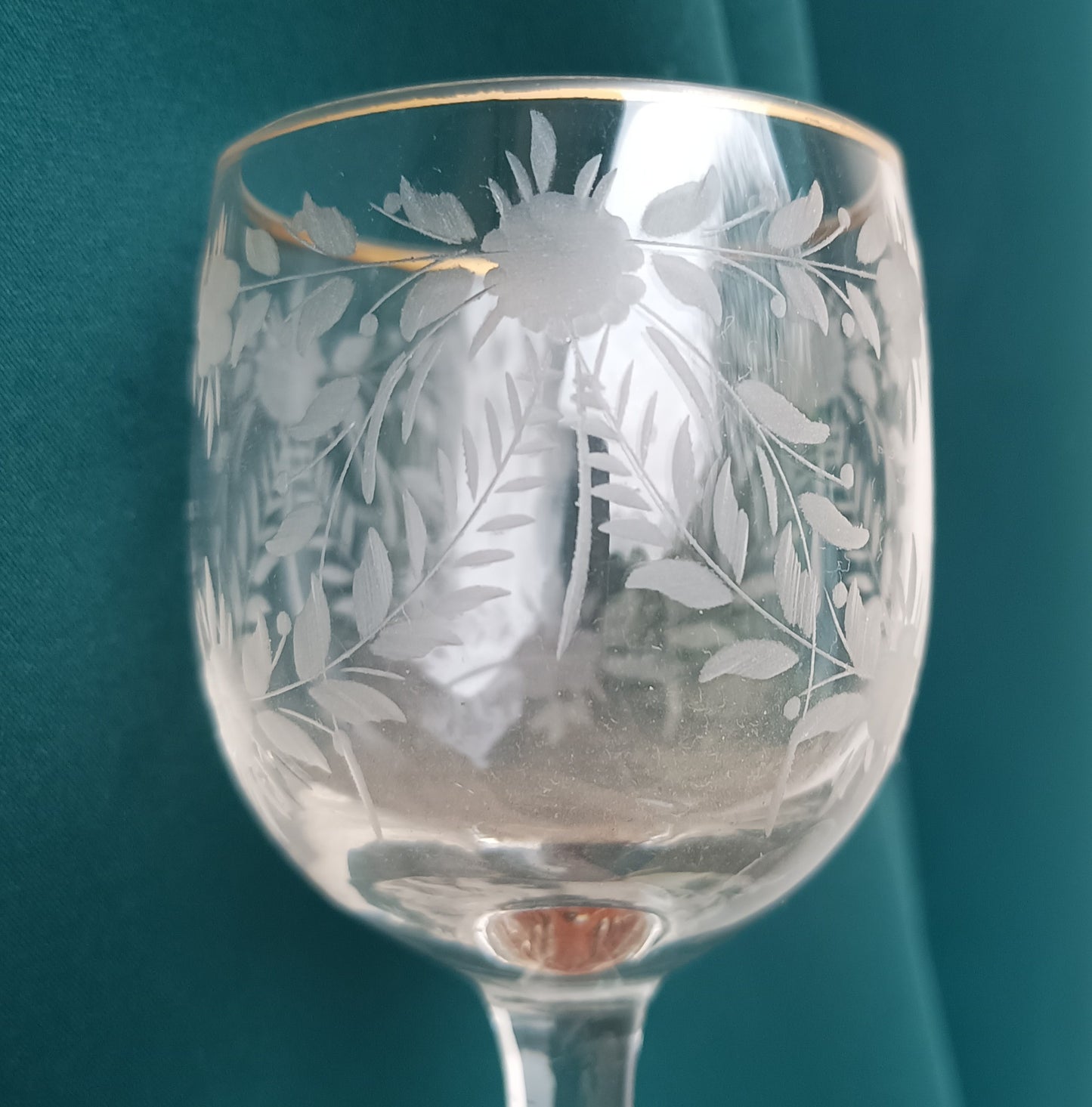 Antique French Aperitif Drinks Service: Tray, Tazza & 2 Glasses: Engraved Garlands, Gilt Decor, Belle Epoque