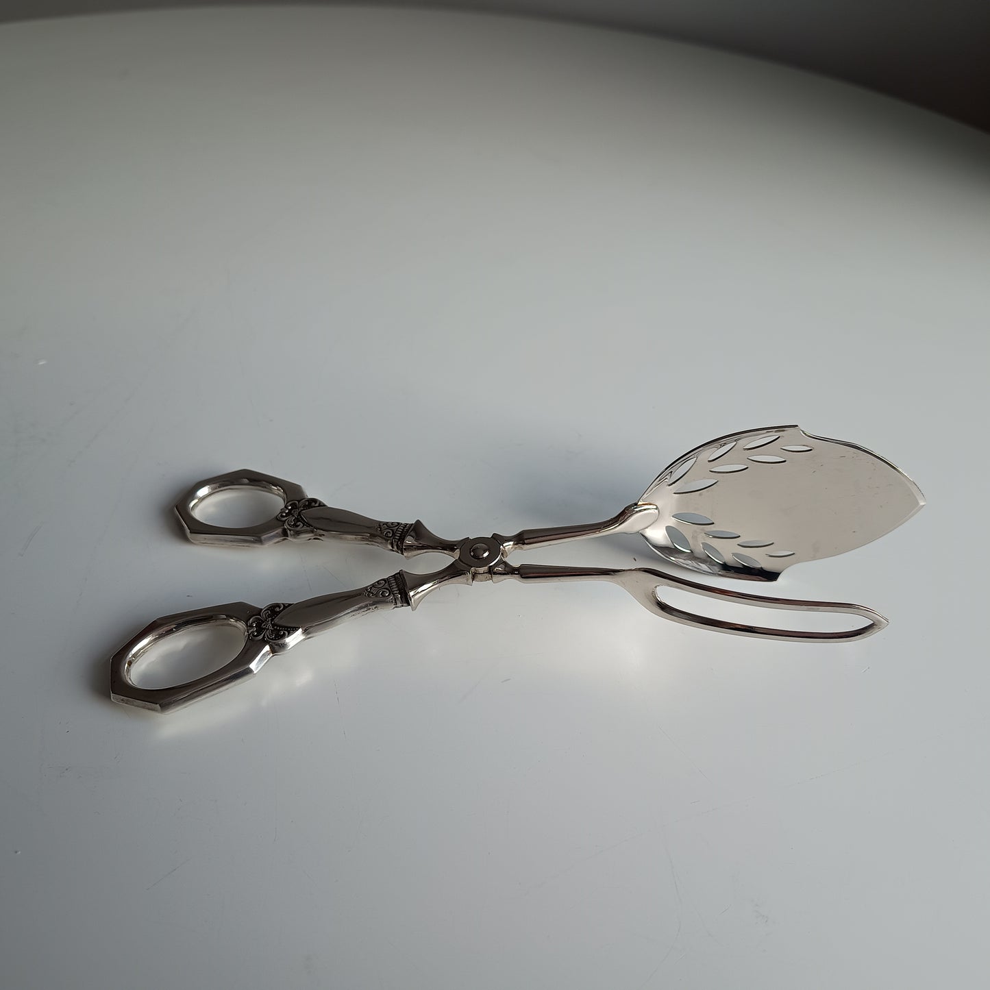Nils Hansen Norwegian Solid Silver Handled Pastry Tongs: Odel Pattern, Midcentury Scandinavian