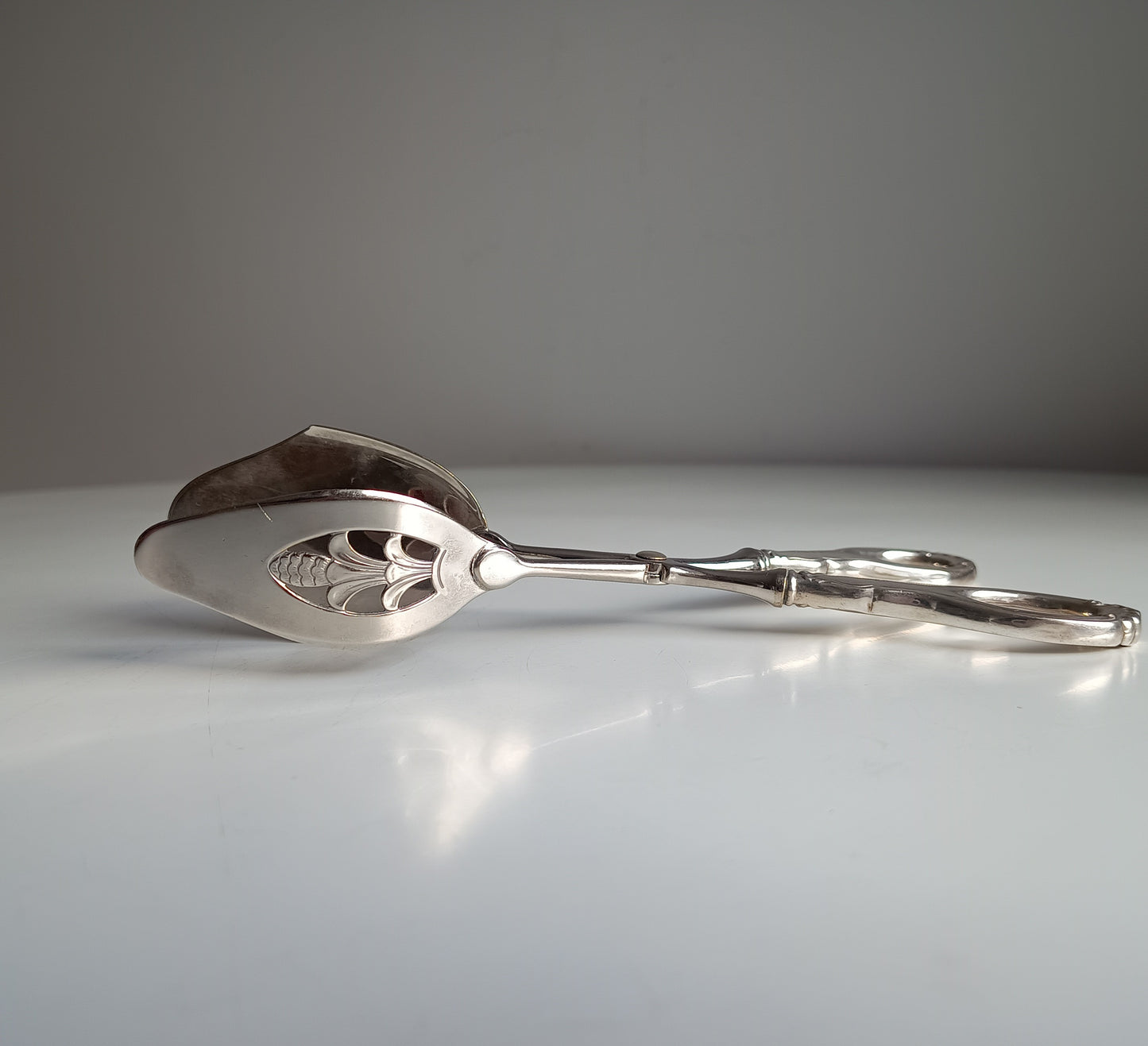 Norwegian Solid Silver Handled Pastry Serving Tongs, T Marthinsen, Martha Pattern, Art Deco