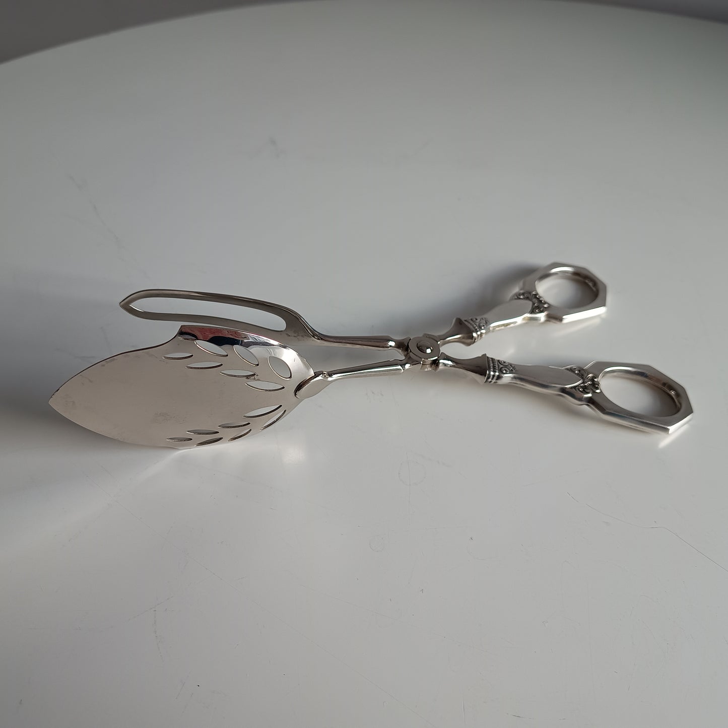 Nils Hansen Norwegian Solid Silver Handled Pastry Tongs: Odel Pattern, Midcentury Scandinavian