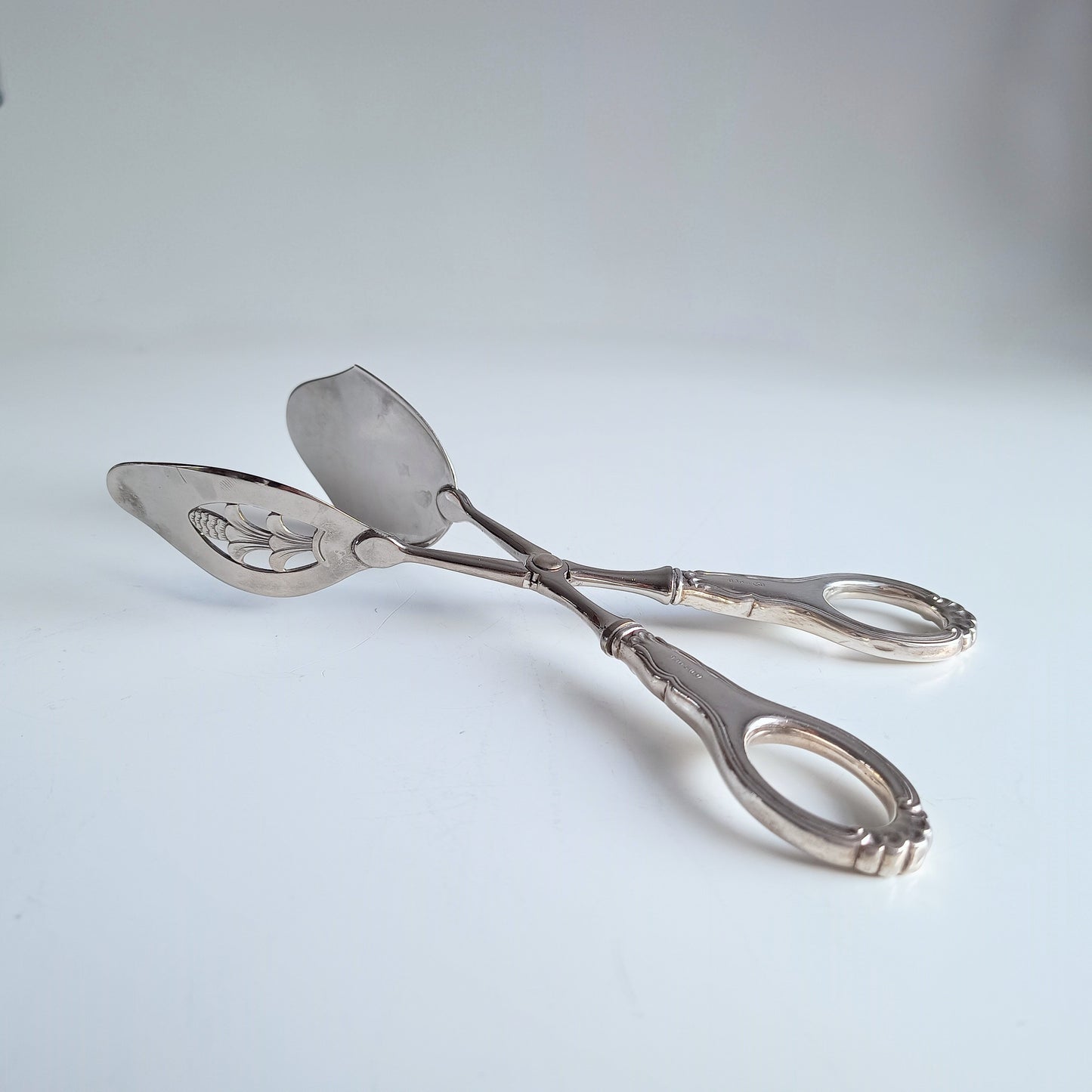 Norwegian Solid Silver Handled Pastry Serving Tongs, T Marthinsen, Martha Pattern, Art Deco