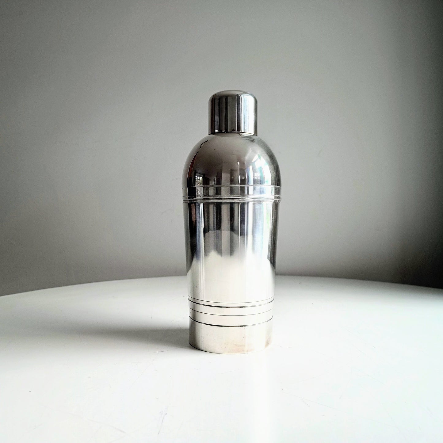Genuine Art Deco Silver Plated Cocktail Shaker: Streamline Moderne 3-Part Cobbler, XL size