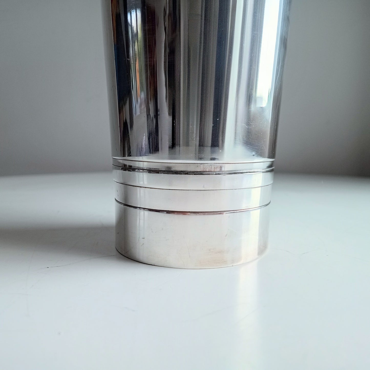 Genuine Art Deco Silver Plated Cocktail Shaker: Streamline Moderne 3-Part Cobbler, XL size