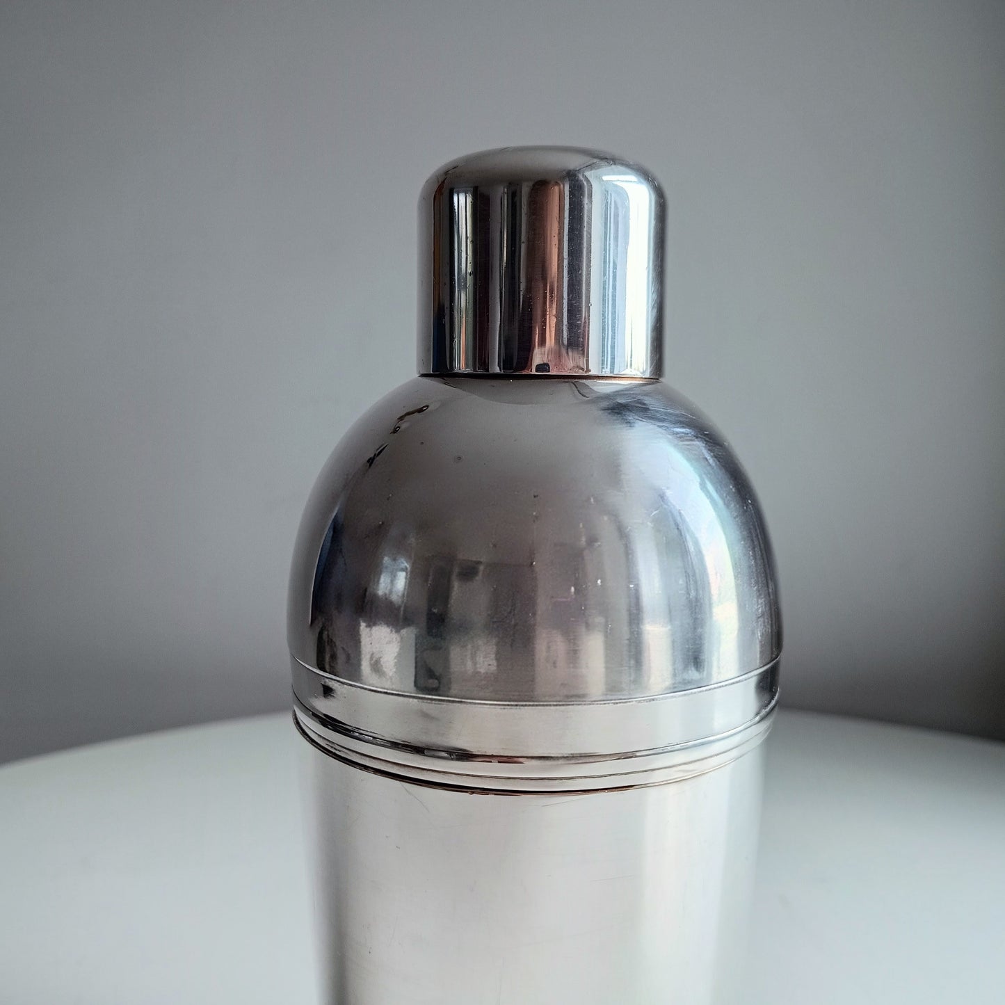 Genuine Art Deco Silver Plated Cocktail Shaker: Streamline Moderne 3-Part Cobbler, XL size
